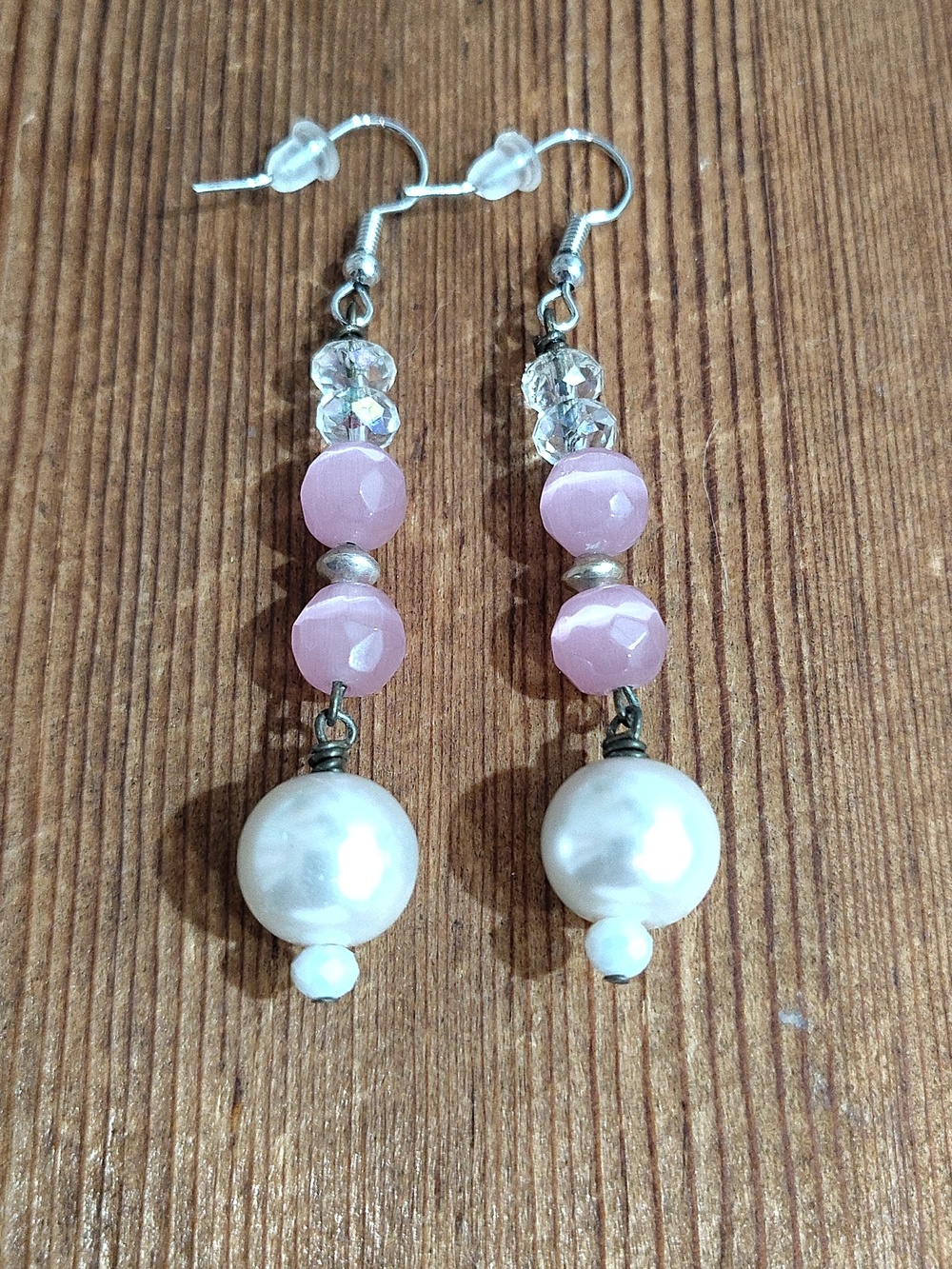 *5 For $20* Pink and Pearl Ladies Dangle Earrings, Handmade Ladies Earrings - Picture 5 of 7